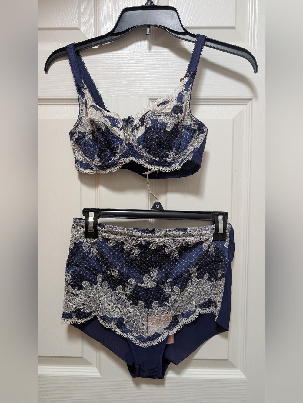 NWT Panache Clara Full Cup Bra 30DD And Clara High Waist Brief Size Medium navy